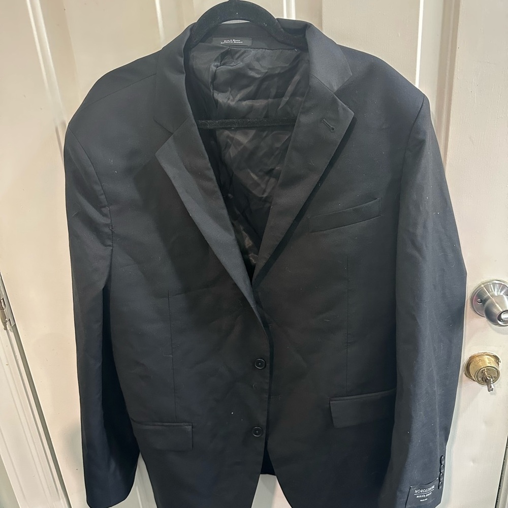 Nordstrom Men's Black Blazer Trom Fit Size 48L